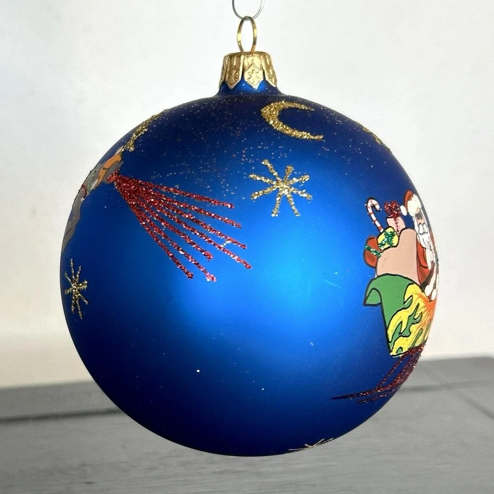 VTG Tori Richard Santa Joy Ride Ornament Christmas Holiday Boxed Handmade 3.5 In
